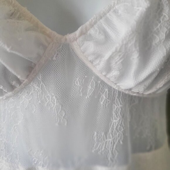 Danielle Bernstein White Lace Maxi Dress Adjustable Straps & Sheer Bodice-XS - Picture 8 of 11